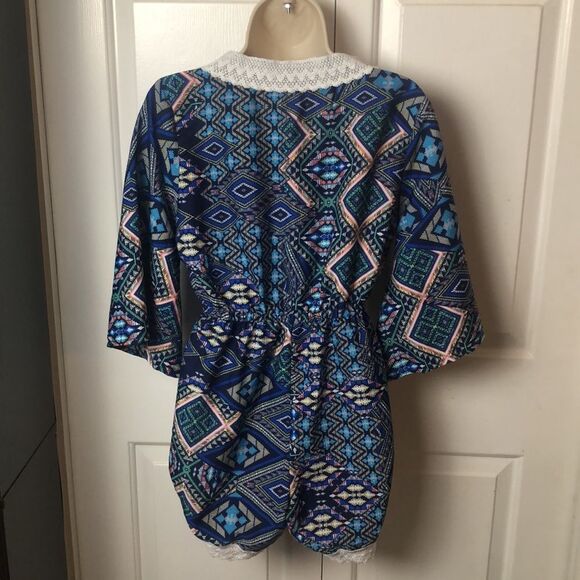 Ladies Size M Boho Playsuit/ Romper- Blue & White Patterned - Picture 5 of 6